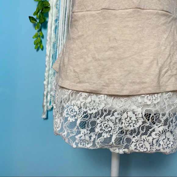 Free People Lace Trim Peplum Tee Medium - Picture 5 of 7